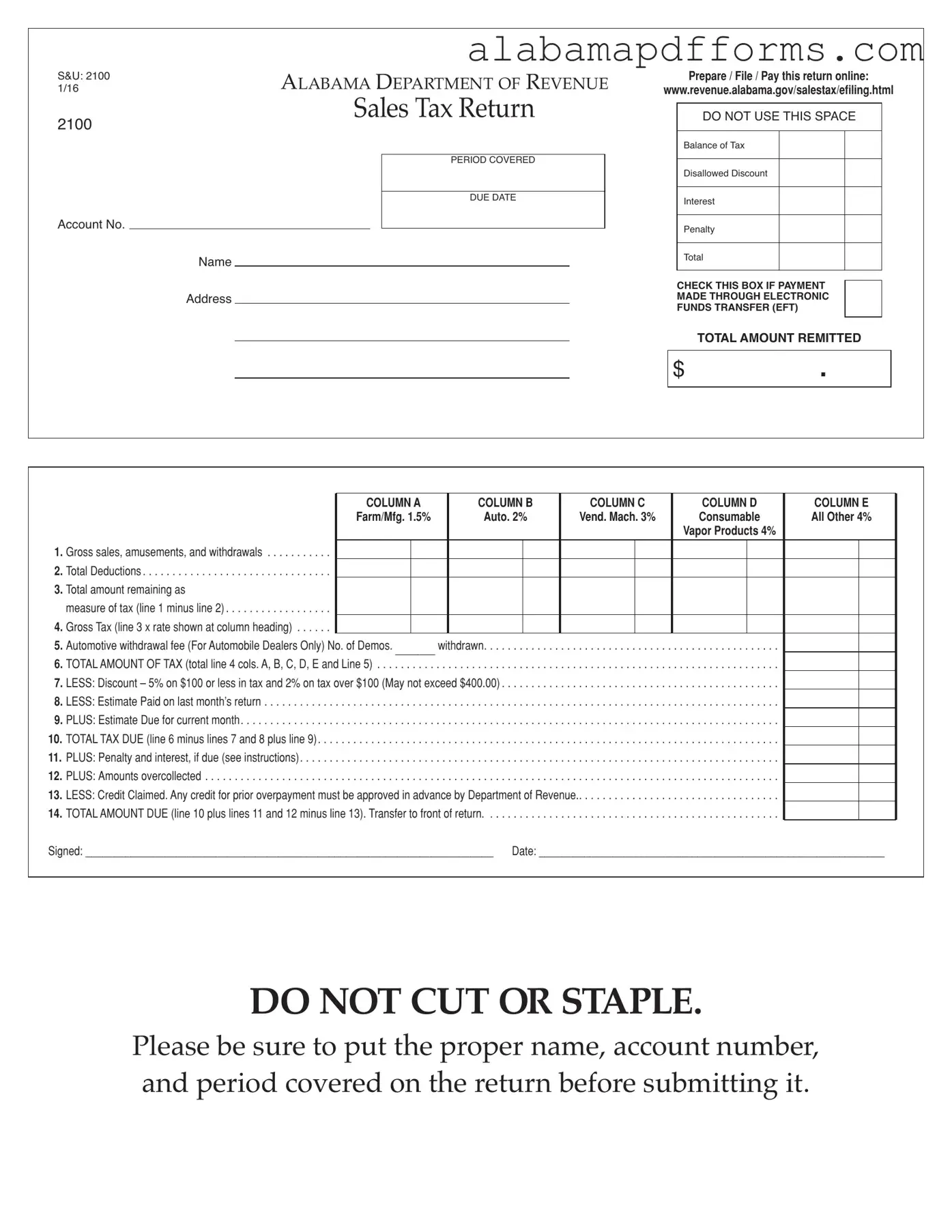 Fill Out a Valid Alabama 2100 Form