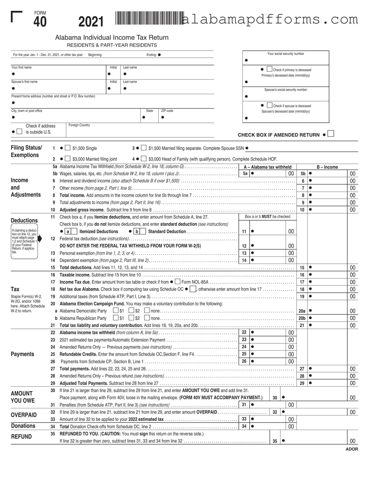 Fill Out a Valid Alabama 40 Form