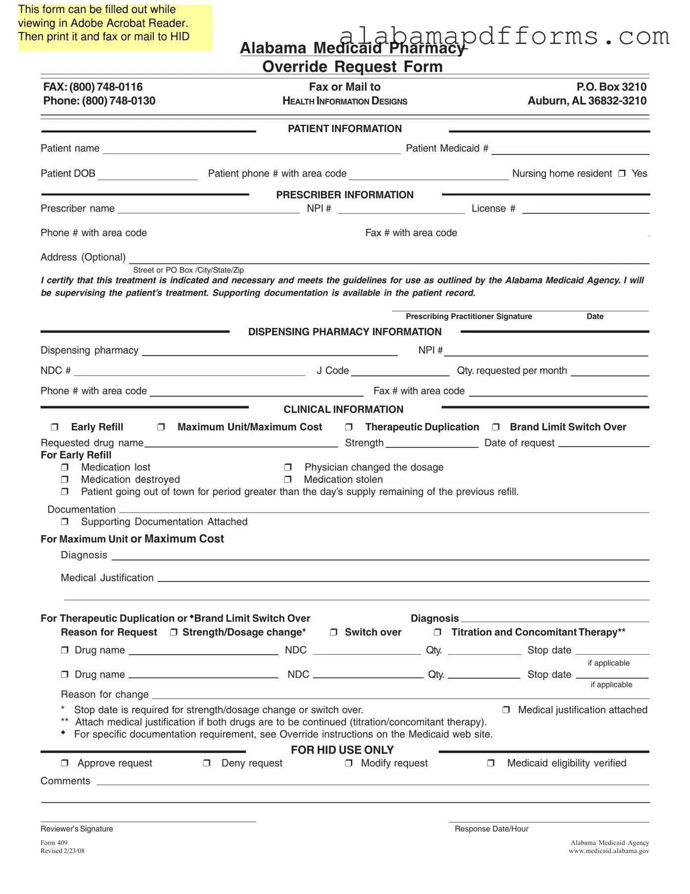Fill Out a Valid Alabama 409 Form