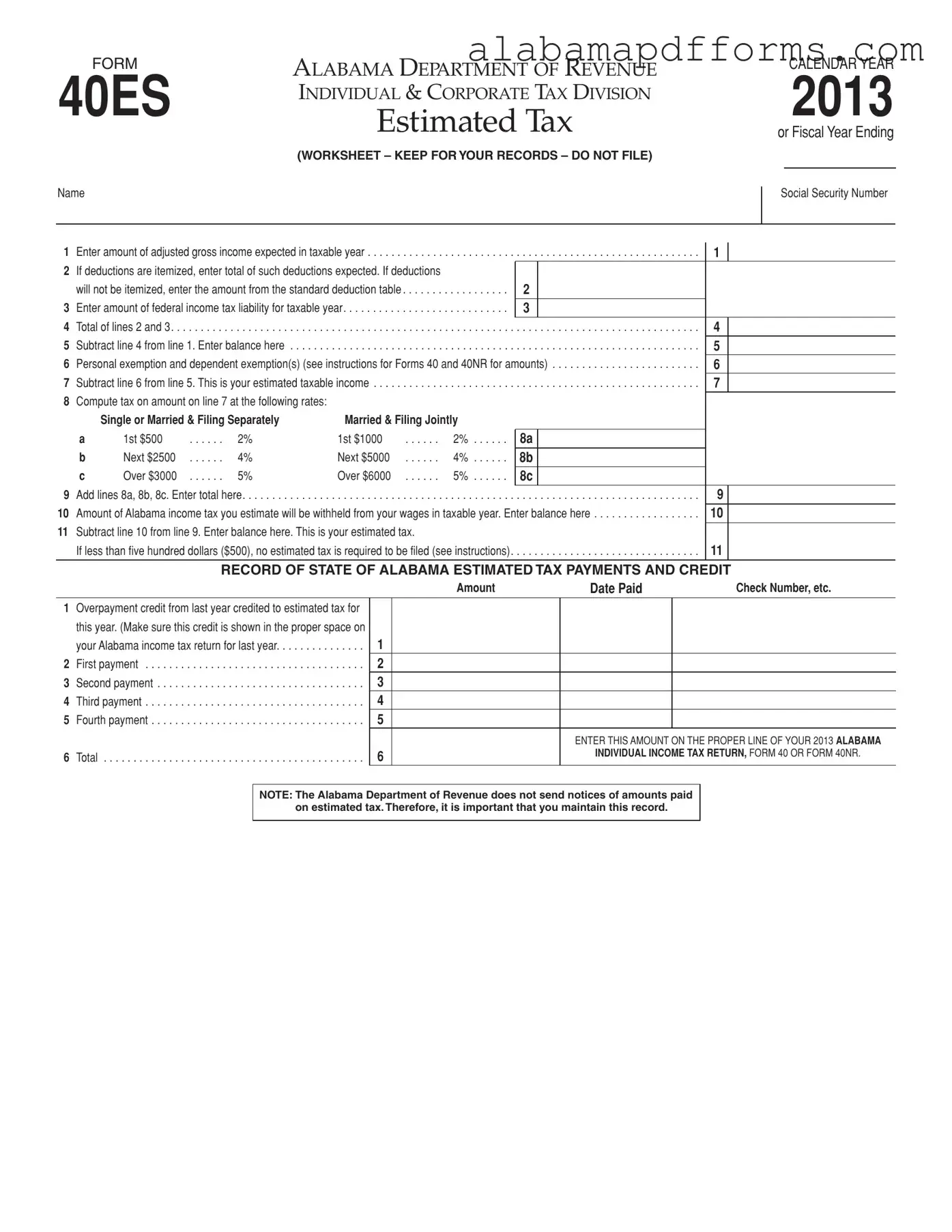 Fill Out a Valid Alabama 40Es Form
