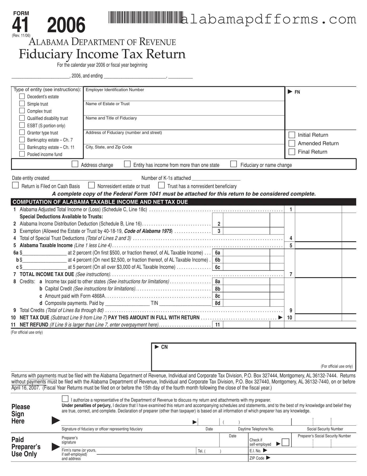 Fill Out a Valid Alabama 41 Form