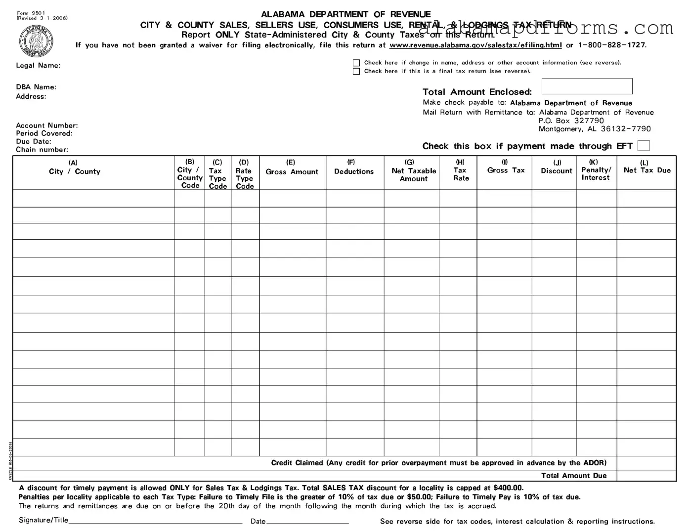 Fill Out a Valid Alabama 9501 Form
