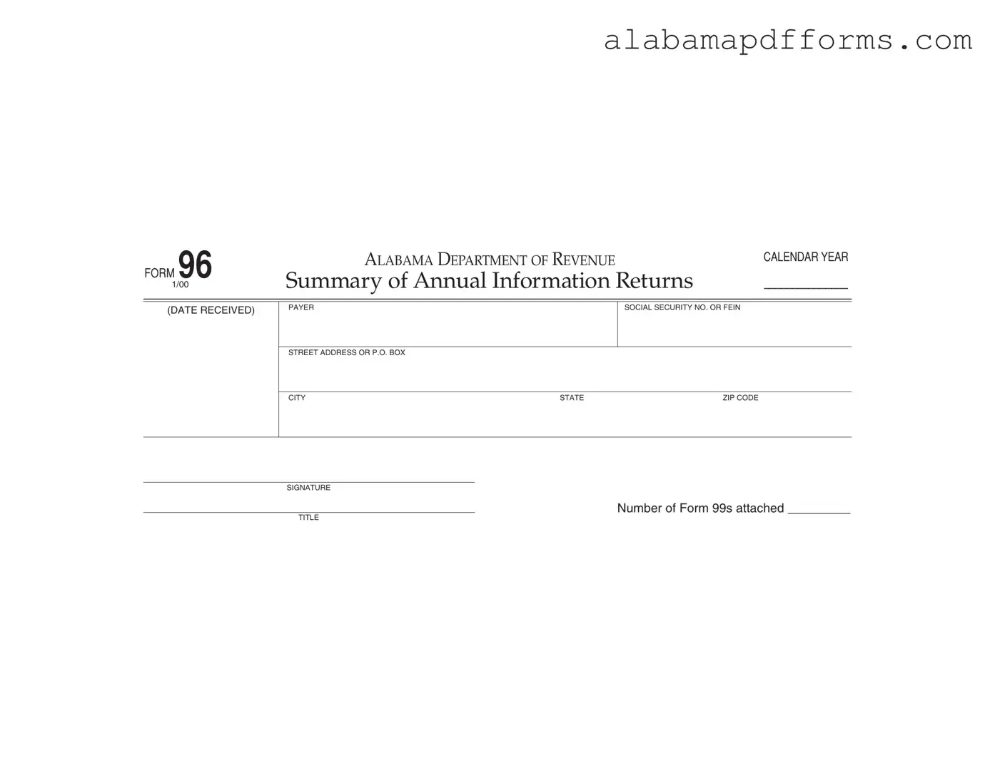 Fill Out a Valid Alabama 96 Form