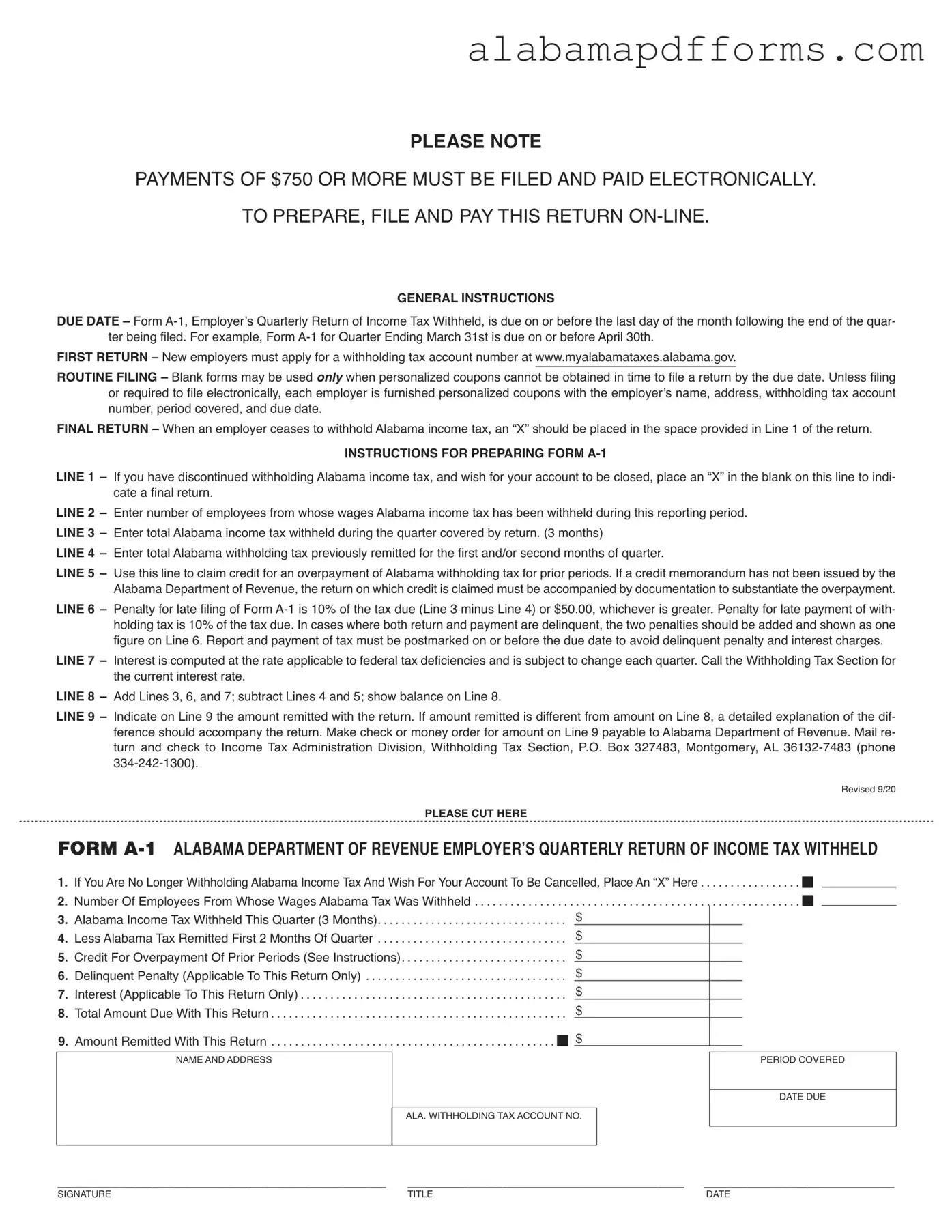 Fill Out a Valid Alabama A 1 Form