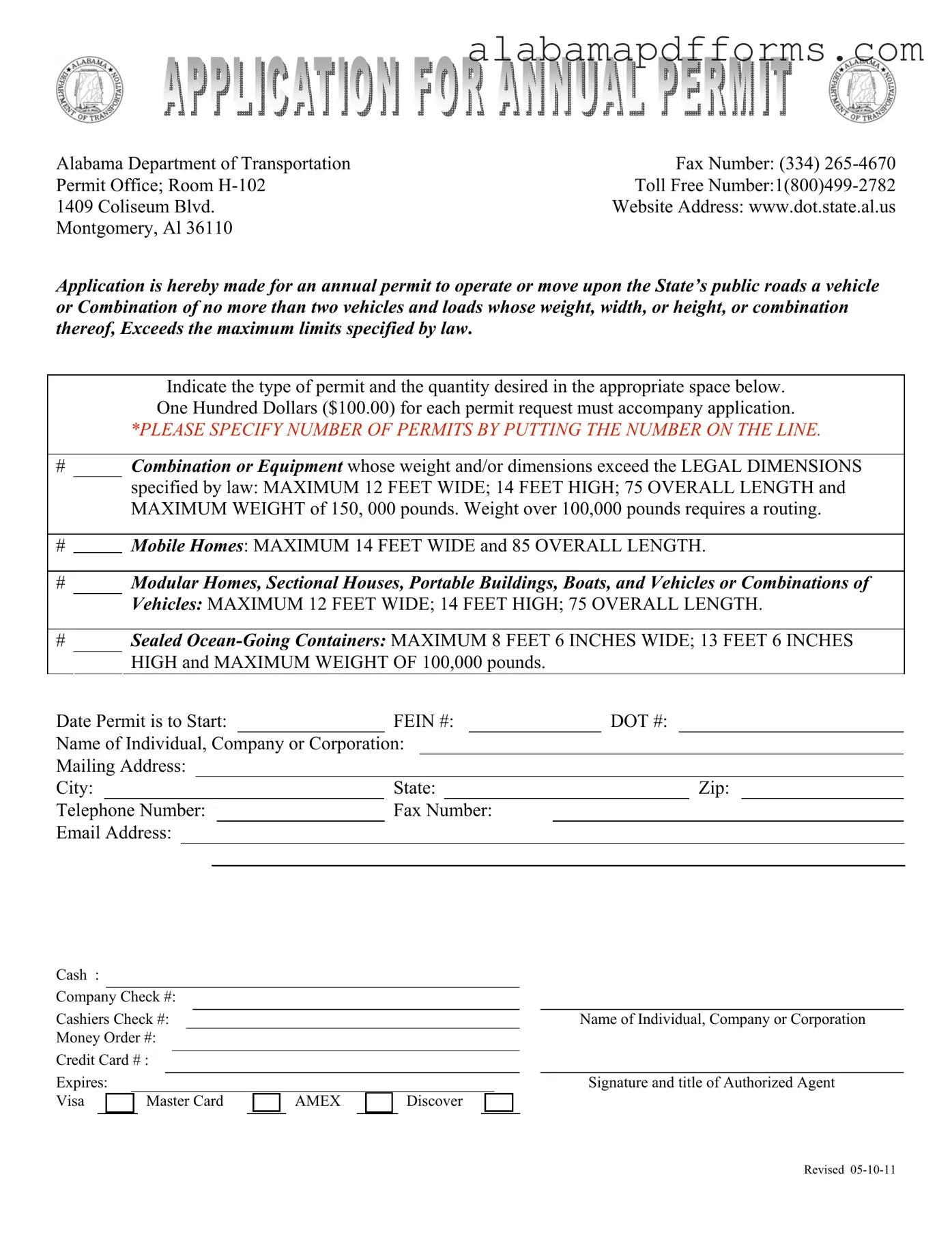 Fill Out a Valid Alabama Annual Permit Form