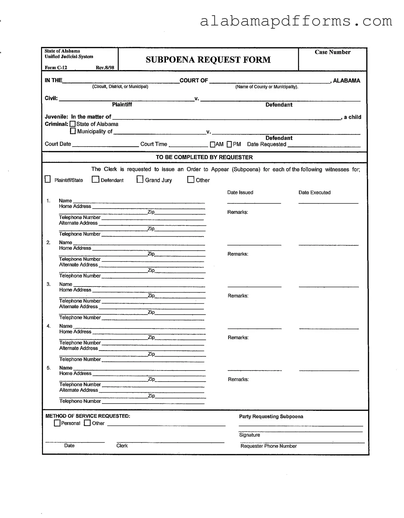 Fill Out a Valid Alabama C 12 Form