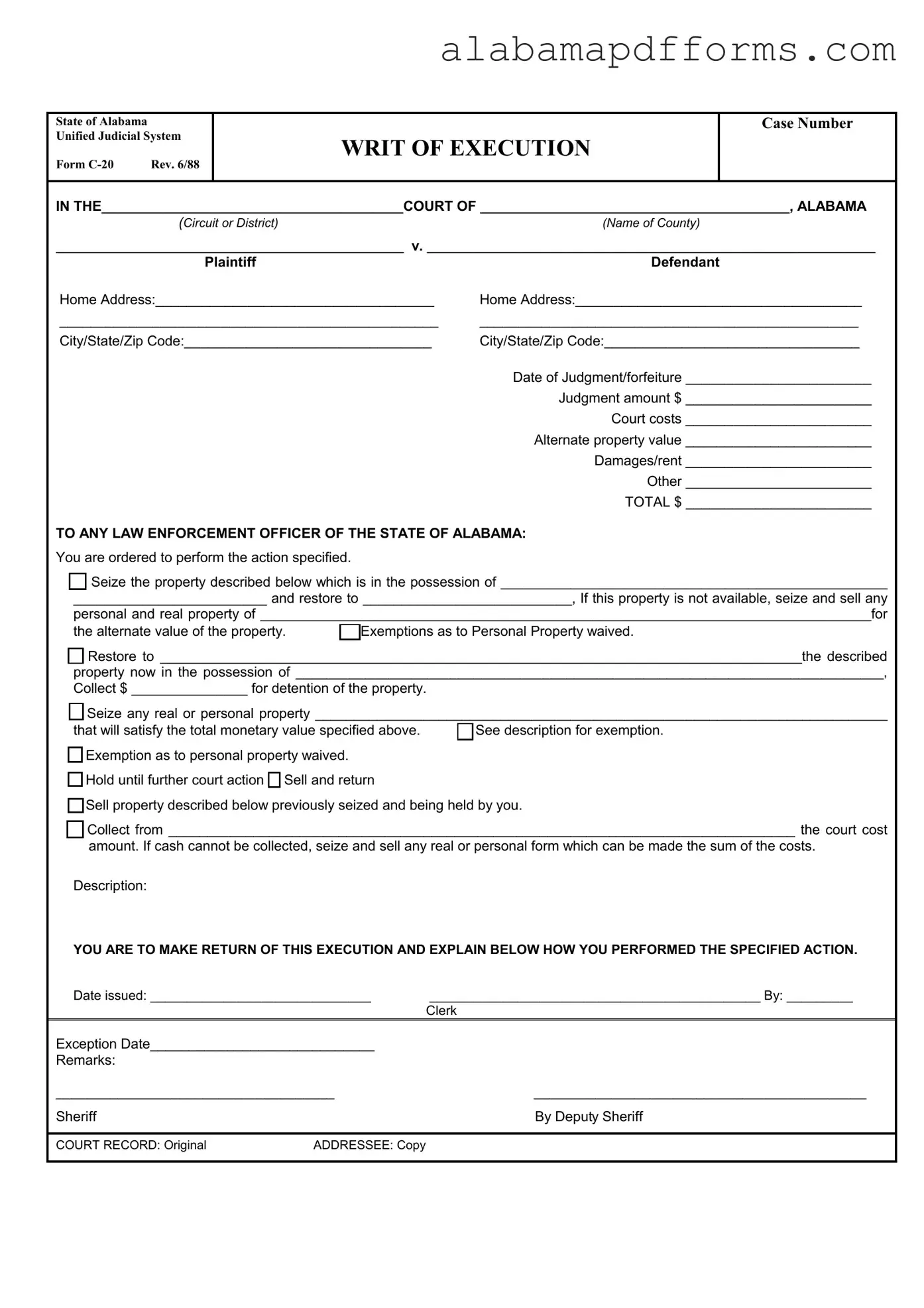 Fill Out a Valid Alabama C 20 Form