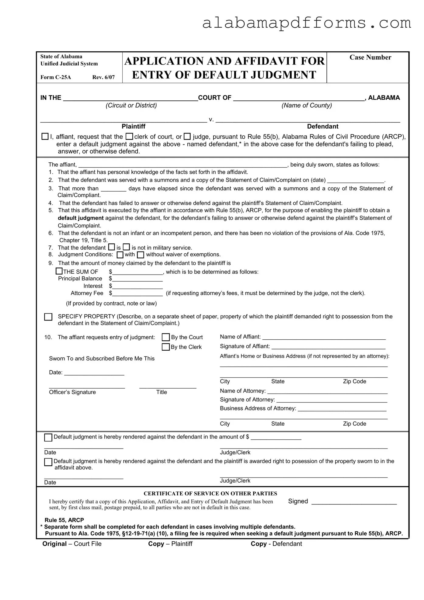 Fill Out a Valid Alabama C 25A Form