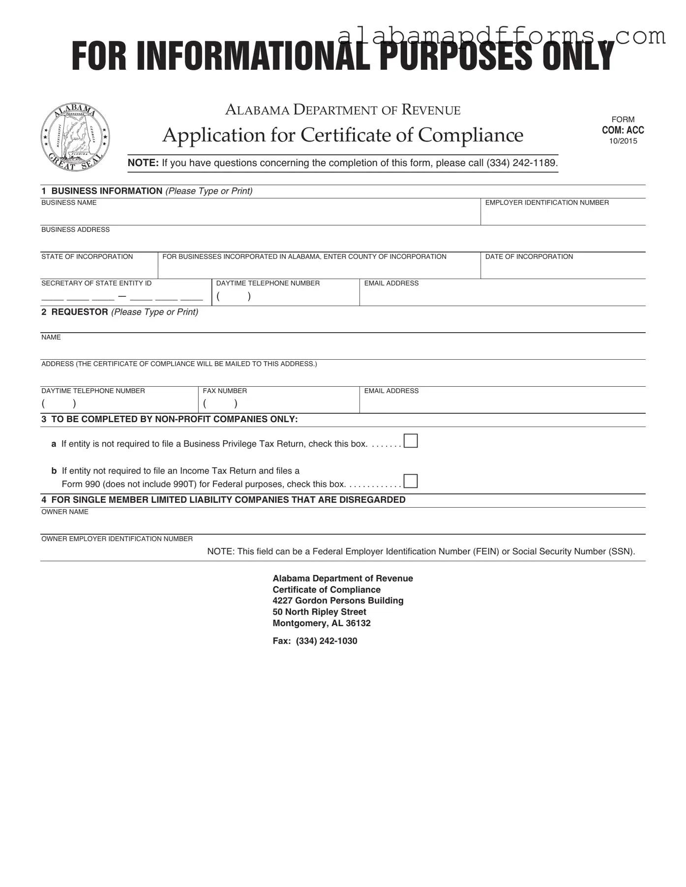 Fill Out a Valid Alabama Certificate Of Compliance Form