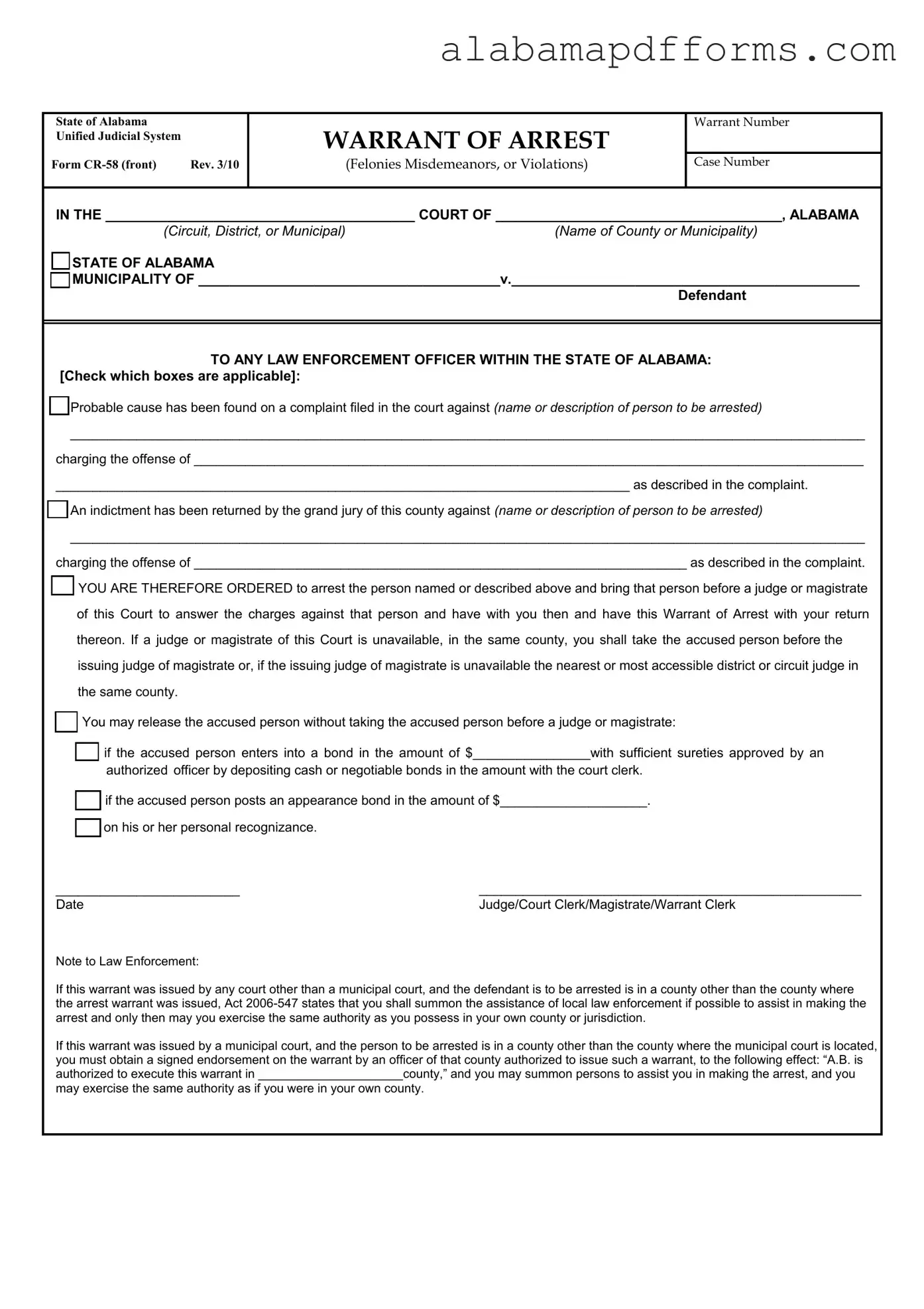 Fill Out a Valid Alabama Cr 58 Form