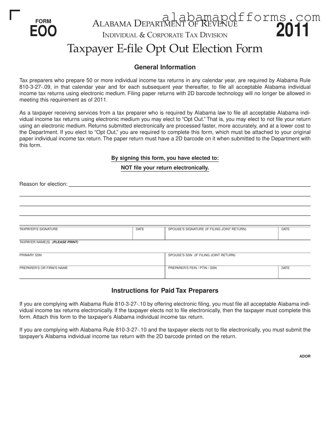 Fill Out a Valid Alabama Eoo Form