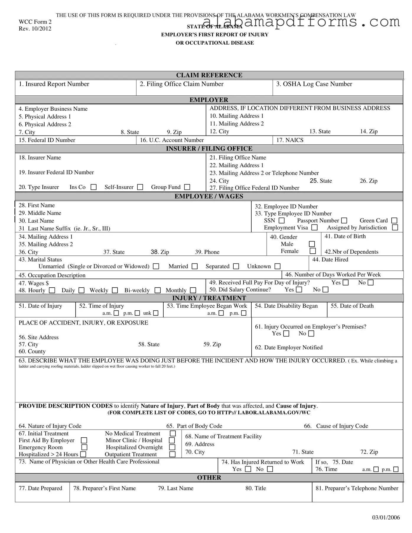 Fill Out a Valid Alabama First Report Form