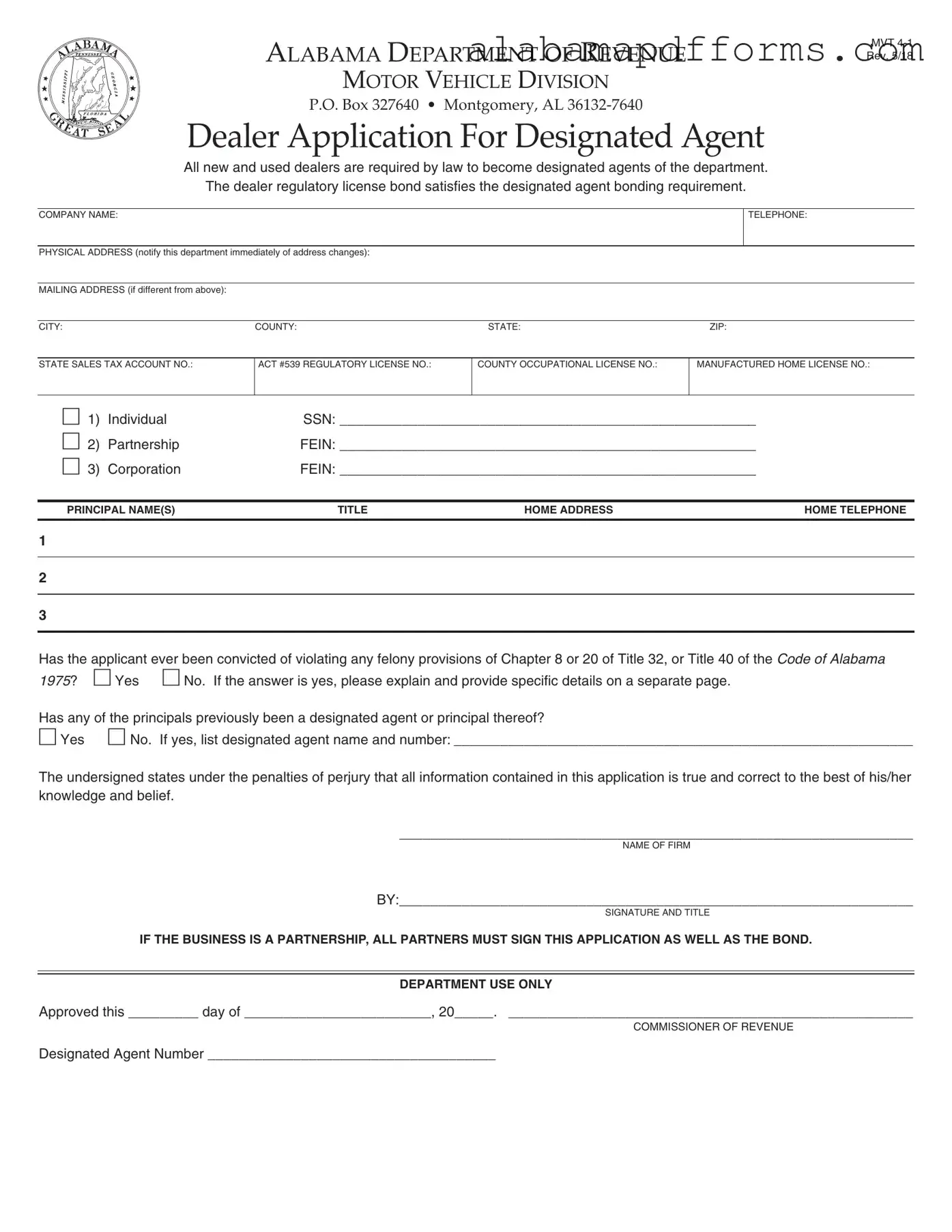 Fill Out a Valid Alabama Mvt 4 1 Form