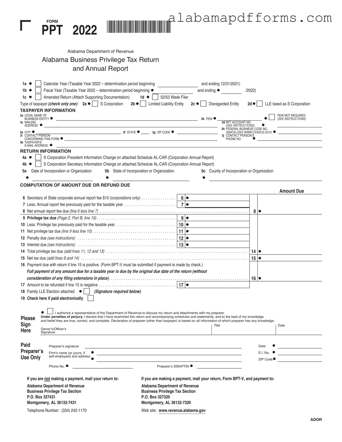 Fill Out a Valid Alabama Ppt Form