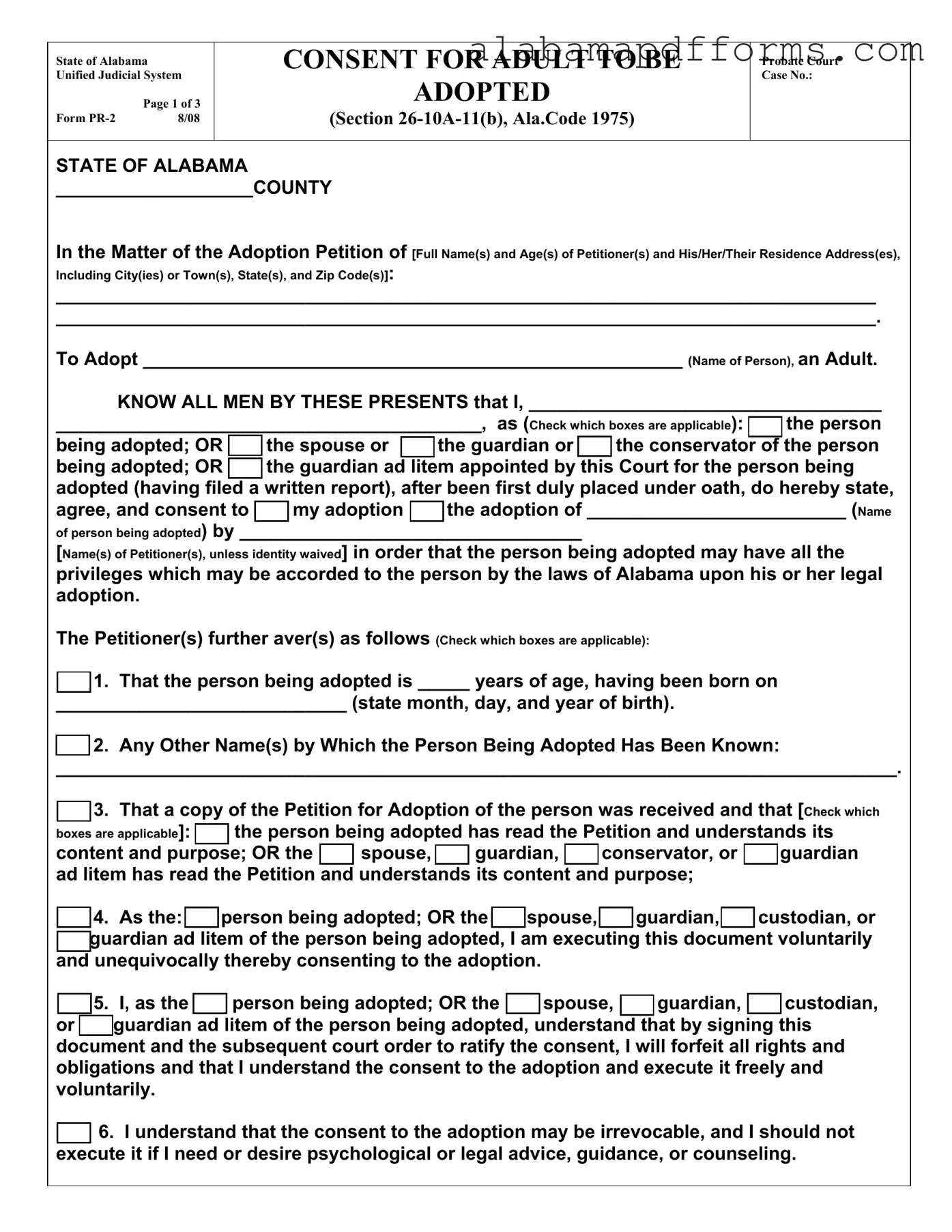 Fill Out a Valid Alabama Pr 2 Form