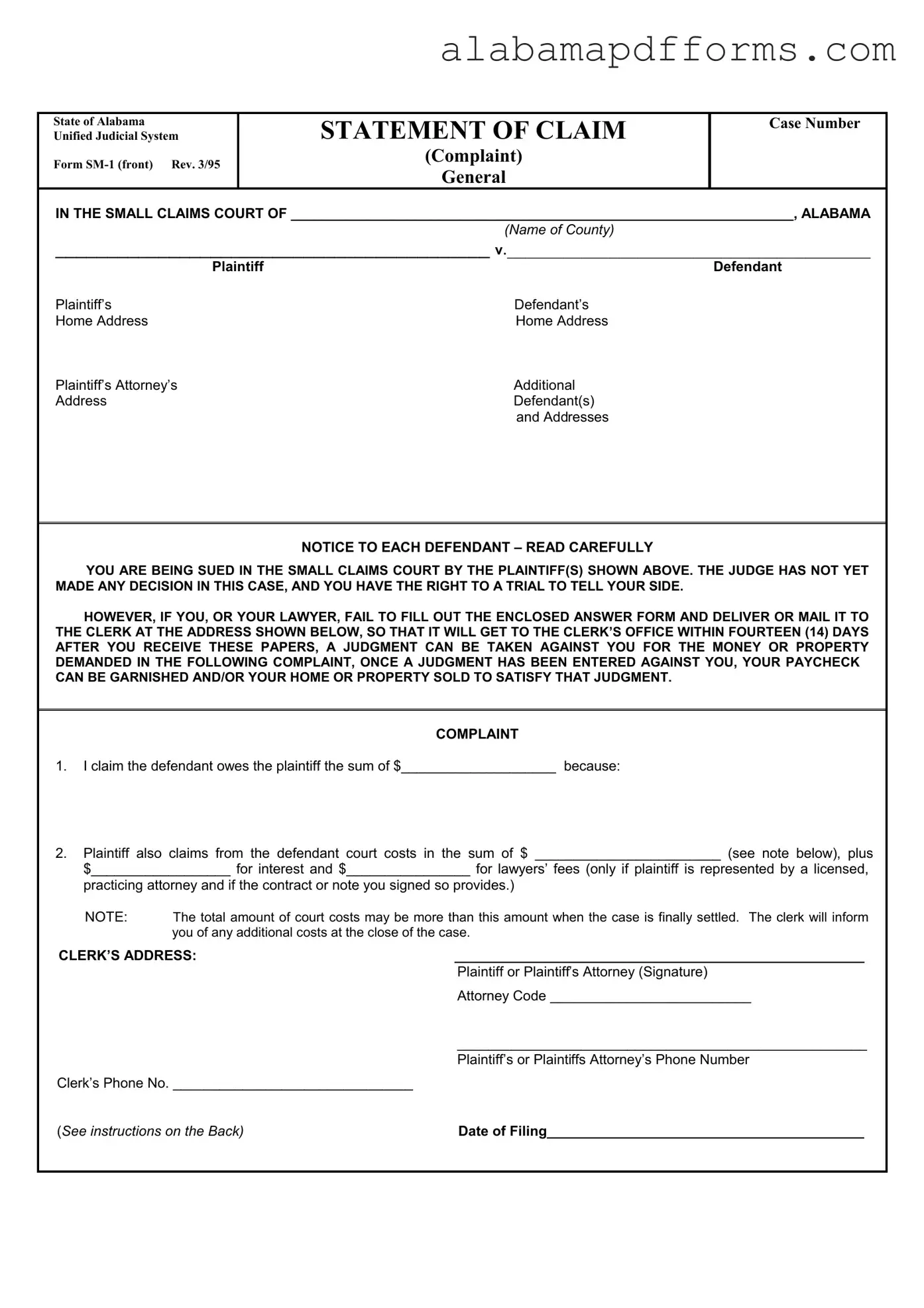 Fill Out a Valid Alabama Sm 1 Form
