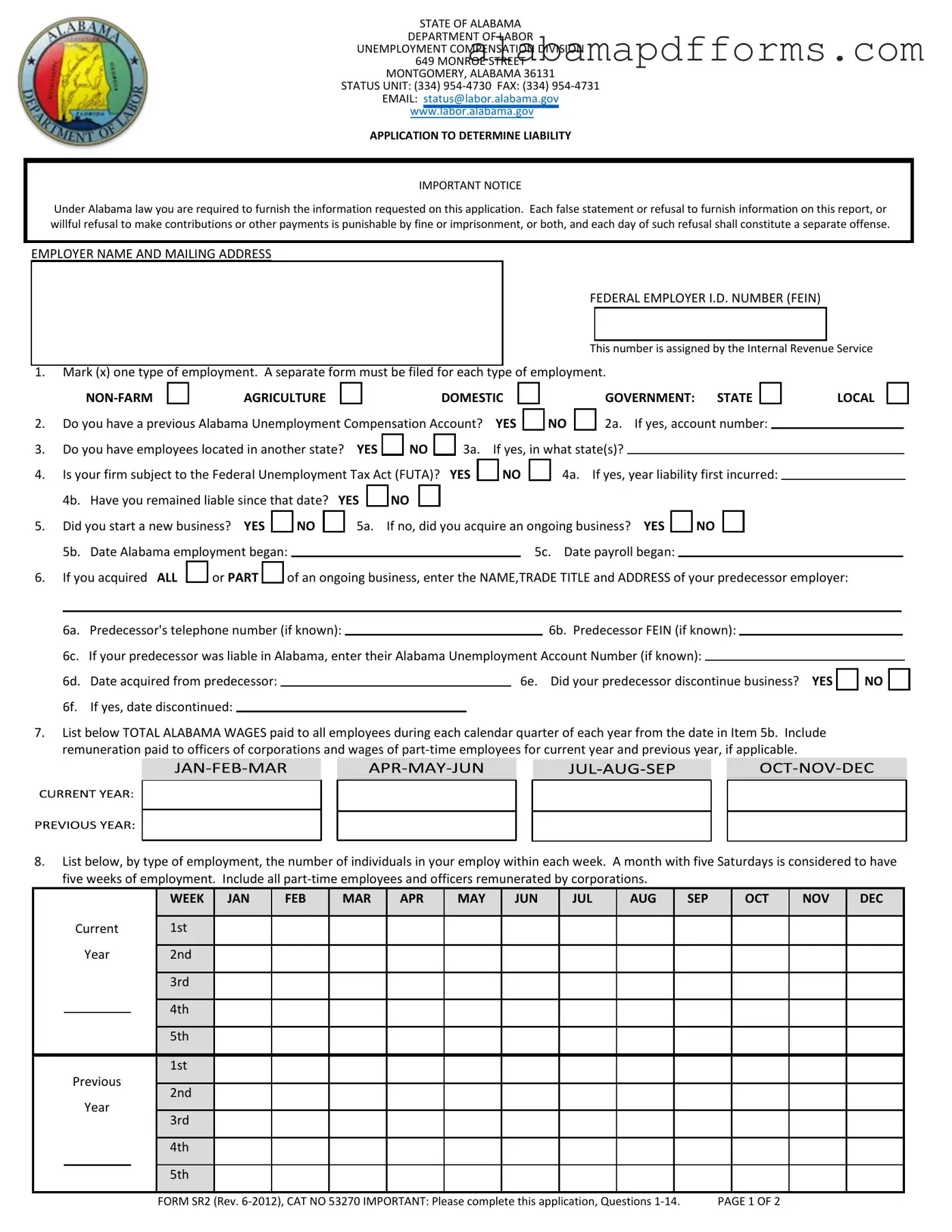 Fill Out a Valid Alabama Sr 2 Form