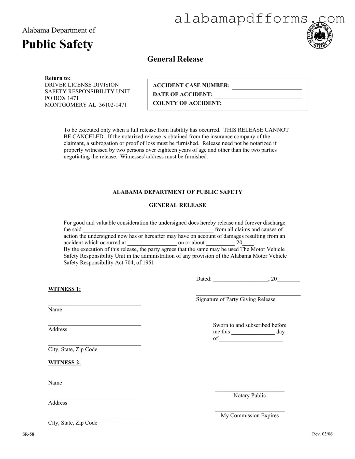 Fill Out a Valid Alabama Sr 58 Form