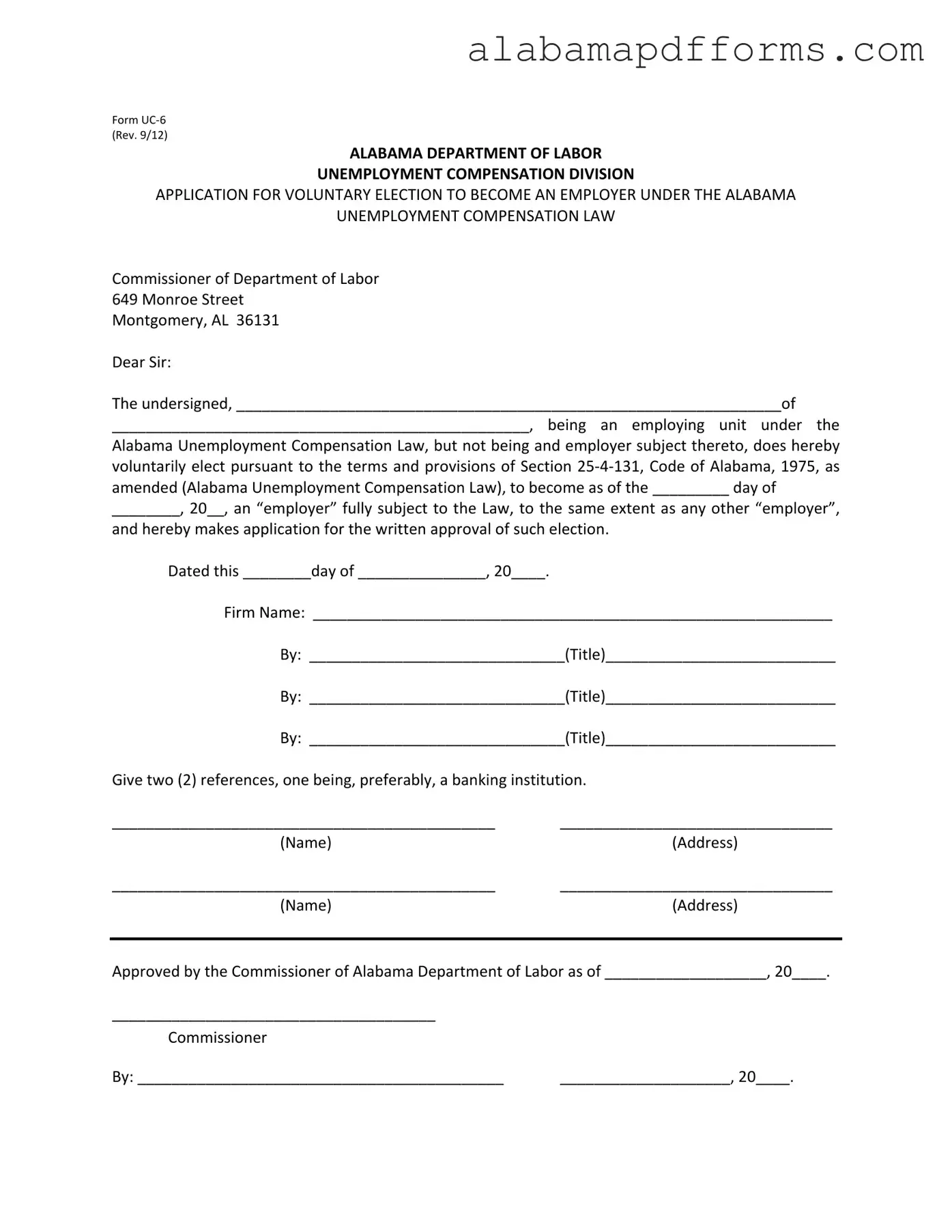 Fill Out a Valid Alabama Uc 6 Form