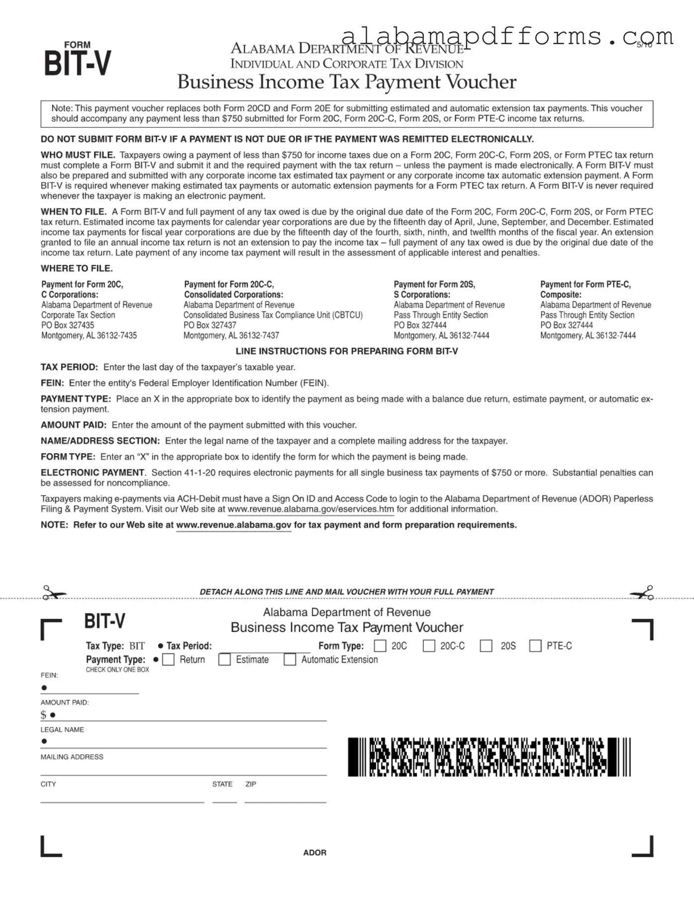 Fill Out a Valid Bit V Alabama Form
