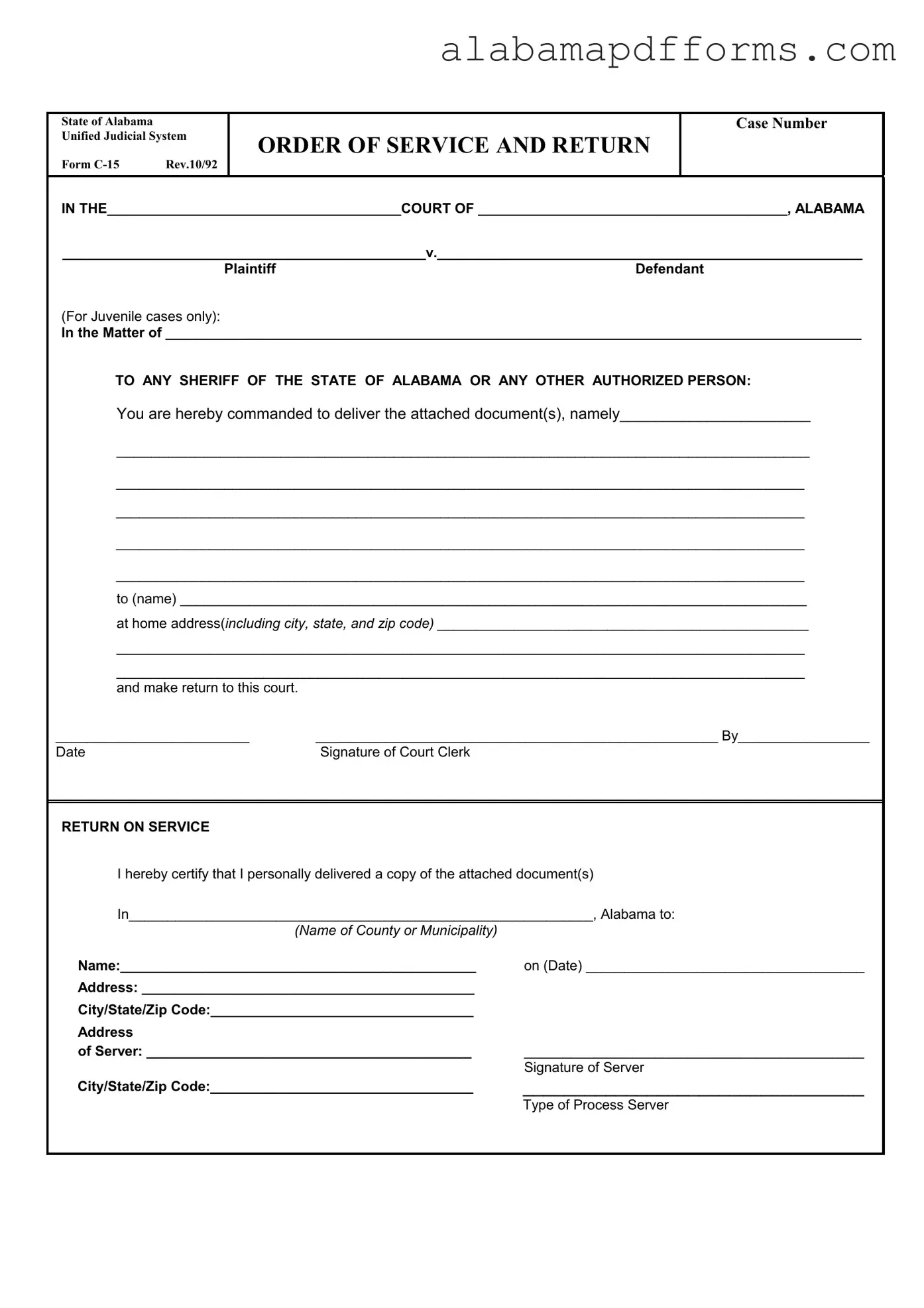 Fill Out a Valid C 15 Alabama Form