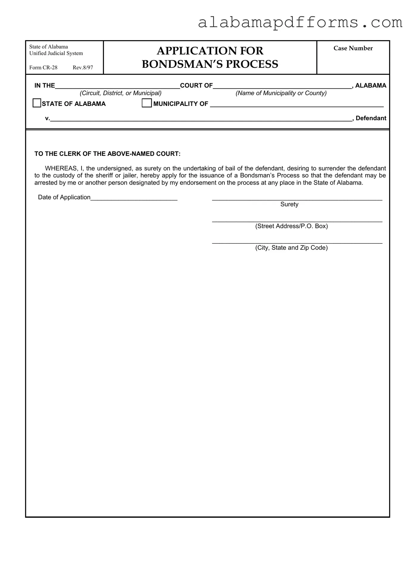 Fill Out a Valid Cr 28 Alabama Form