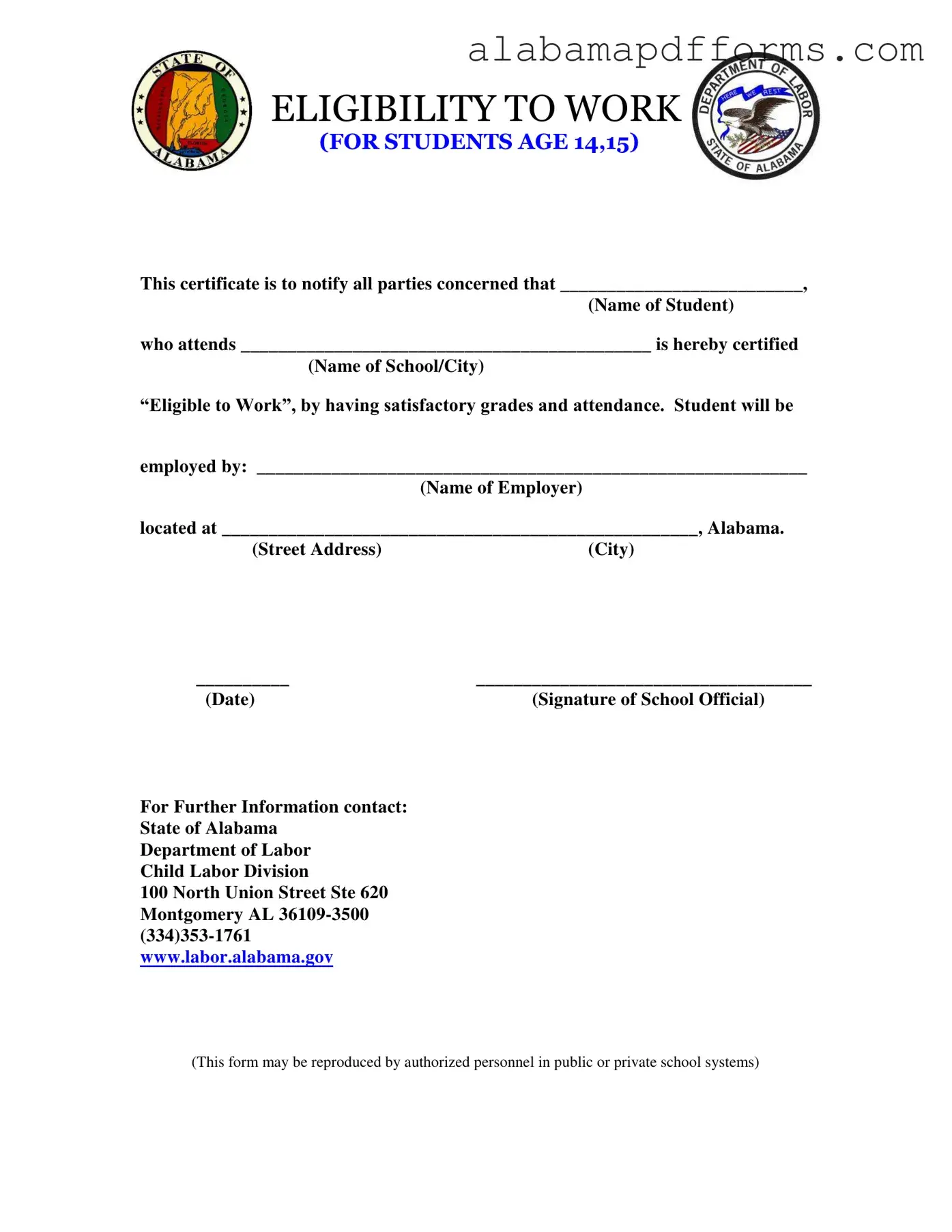 Fill Out a Valid Eligibility Work Alabama Form