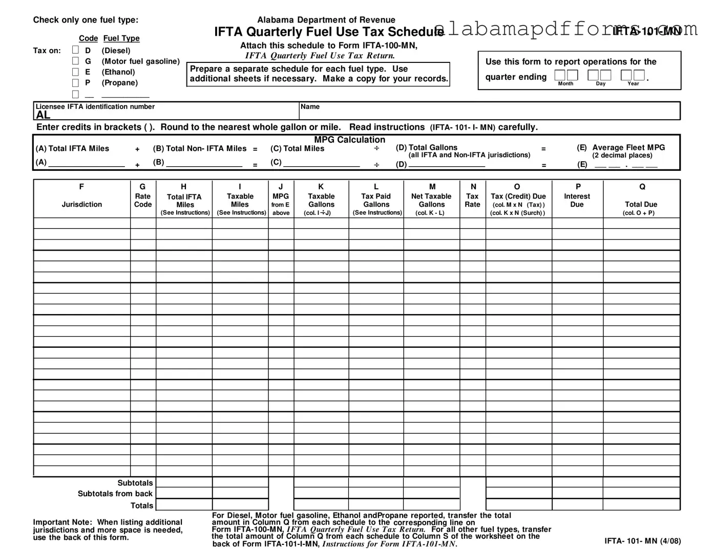 Fill Out a Valid Irp Alabama Form