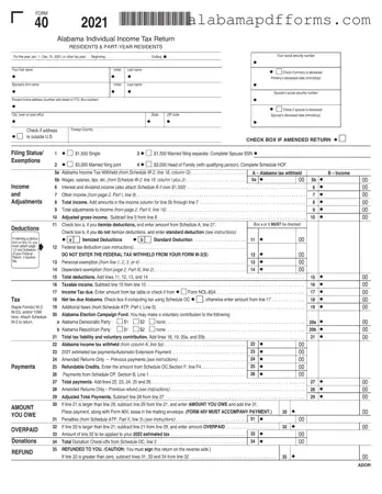 Fill Out a Valid Alabama 40 Form
