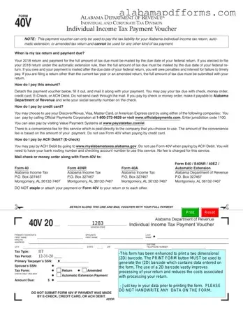 Fill Out a Valid Alabama 40V Form