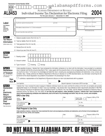 Fill Out a Valid Alabama 8453 Form