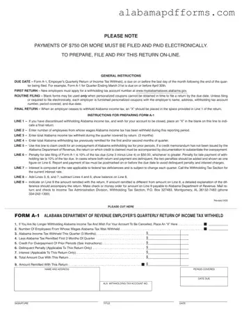 Fill Out a Valid Alabama A 1 Form