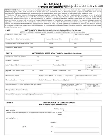 Fill Out a Valid Alabama Adoption Report Form
