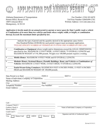 Fill Out a Valid Alabama Annual Permit Form