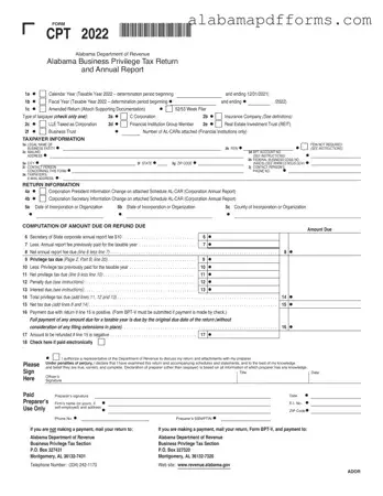 Fill Out a Valid Alabama Cpt Form
