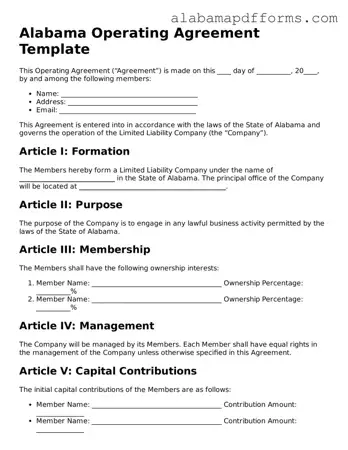 Legal Operating Agreement Document for the State of Alabama