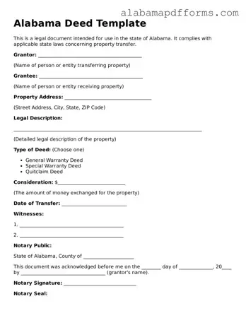 Legal Deed Document for the State of Alabama