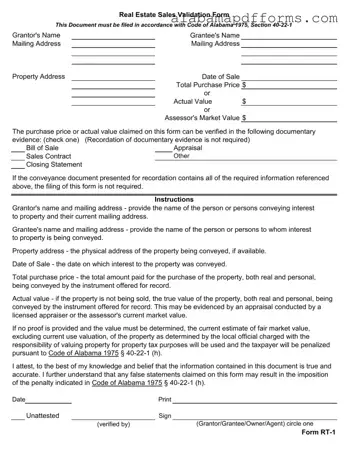 Fill Out a Valid Alabama Rt 1 Form