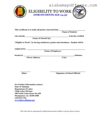 Fill Out a Valid Eligibility Work Alabama Form